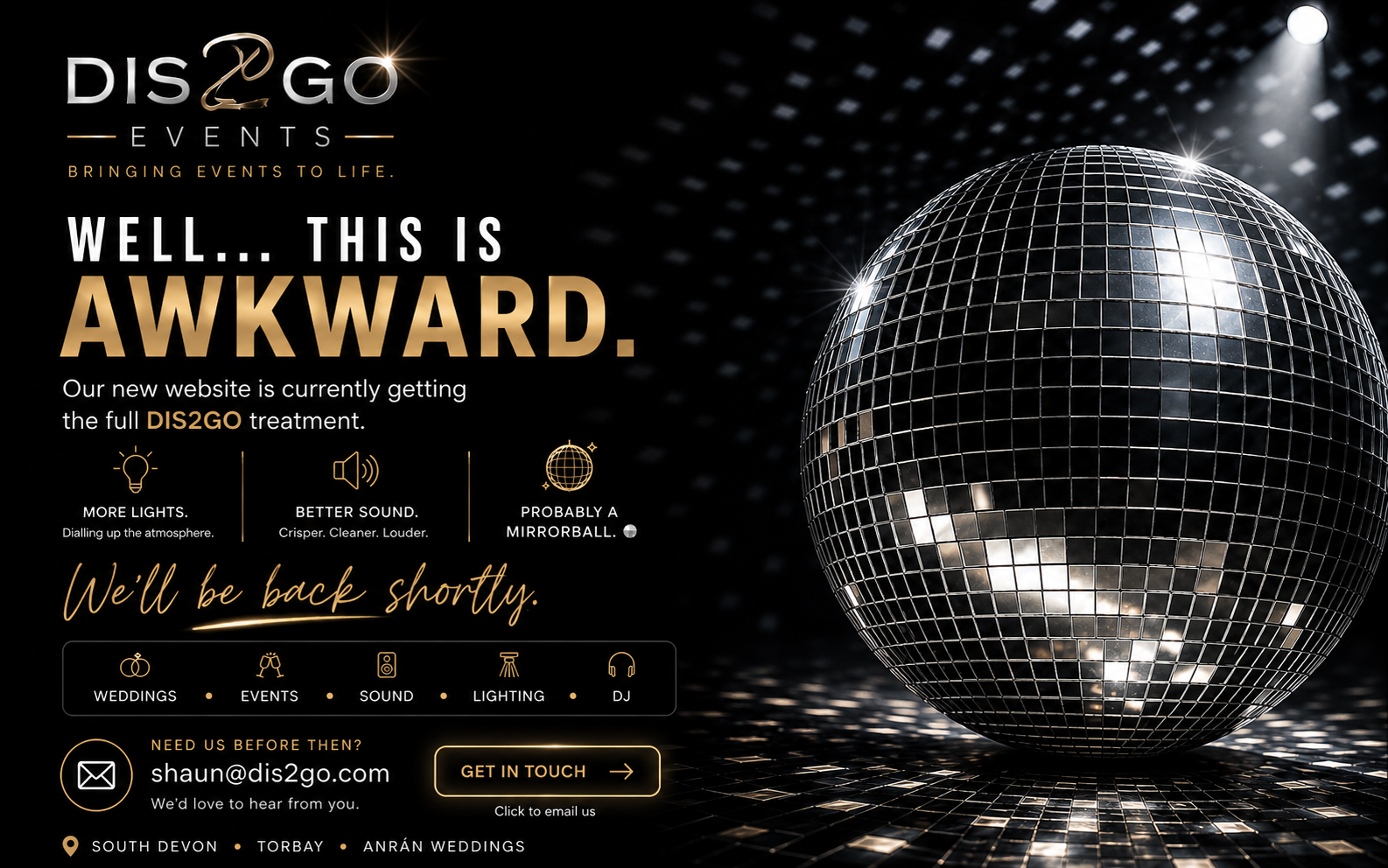 DIS2GO Events temporary landing page