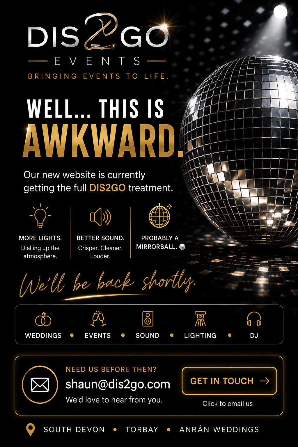 DIS2GO Events temporary landing page